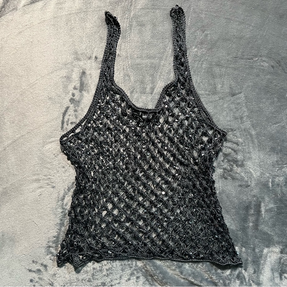 Black Crochet Women Top - Picture 2 of 6